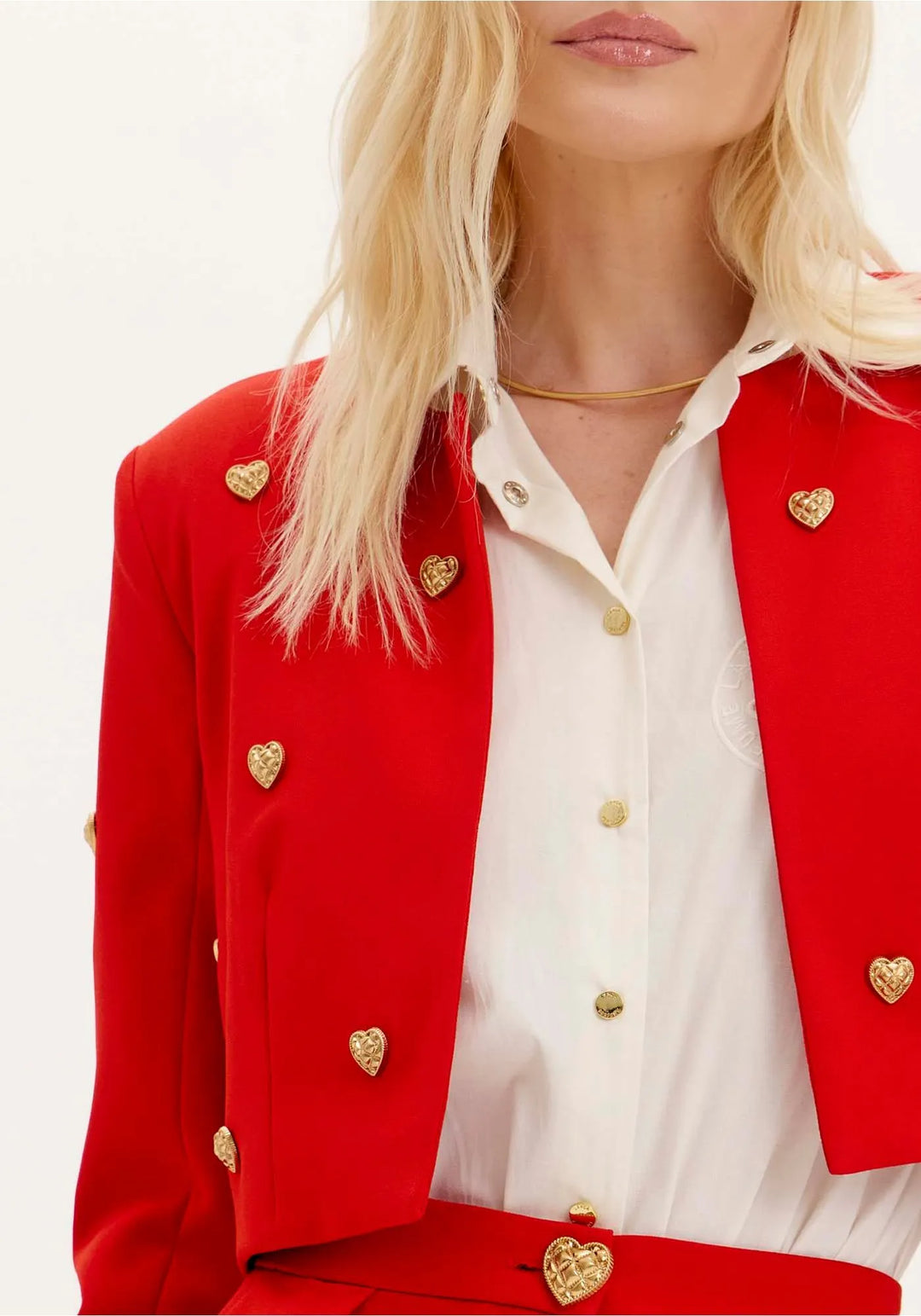 CASACO CURTO VERMELHO COM CORAÇÕES LANÇA PERFUME