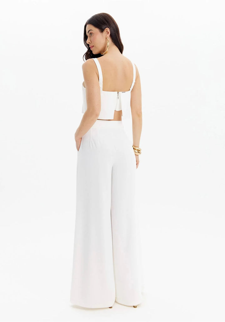 CALÇA WIDE LEG BRANCA LANÇA PERFUME
