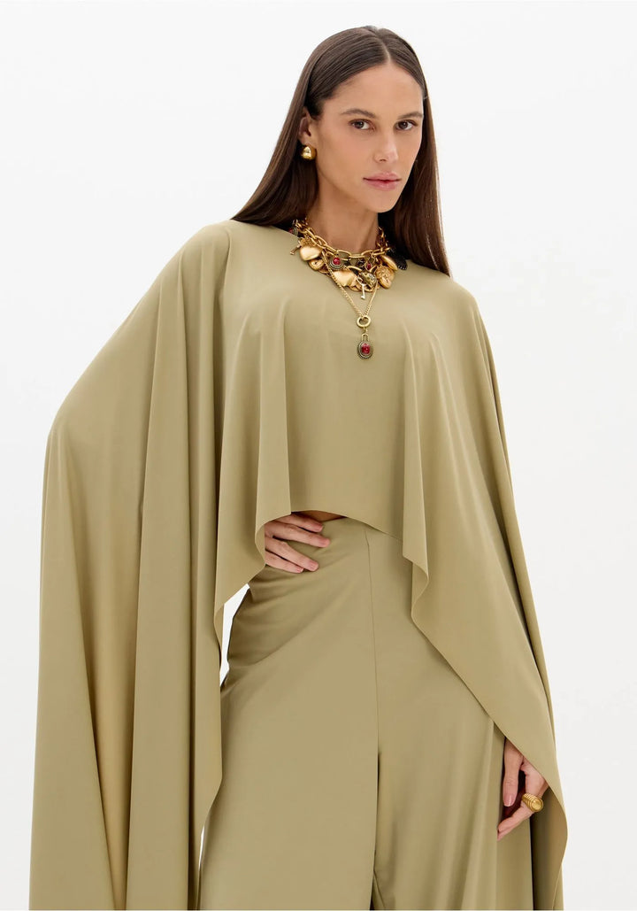 BLUSA ASSIMÉTRICA VERDE OLIVA LANÇA PERFUME