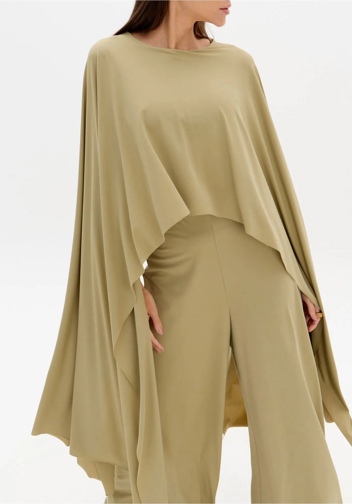 BLUSA ASSIMÉTRICA VERDE OLIVA LANÇA PERFUME