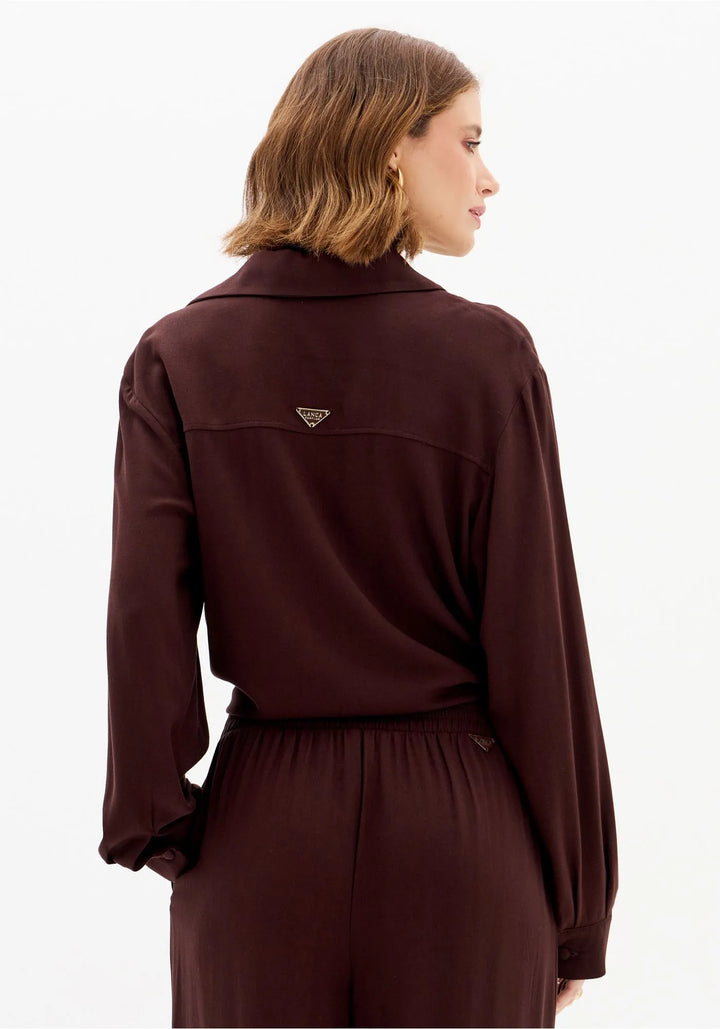 BLUSA BORDÔ COM BOTÕES LANÇA PERFUME