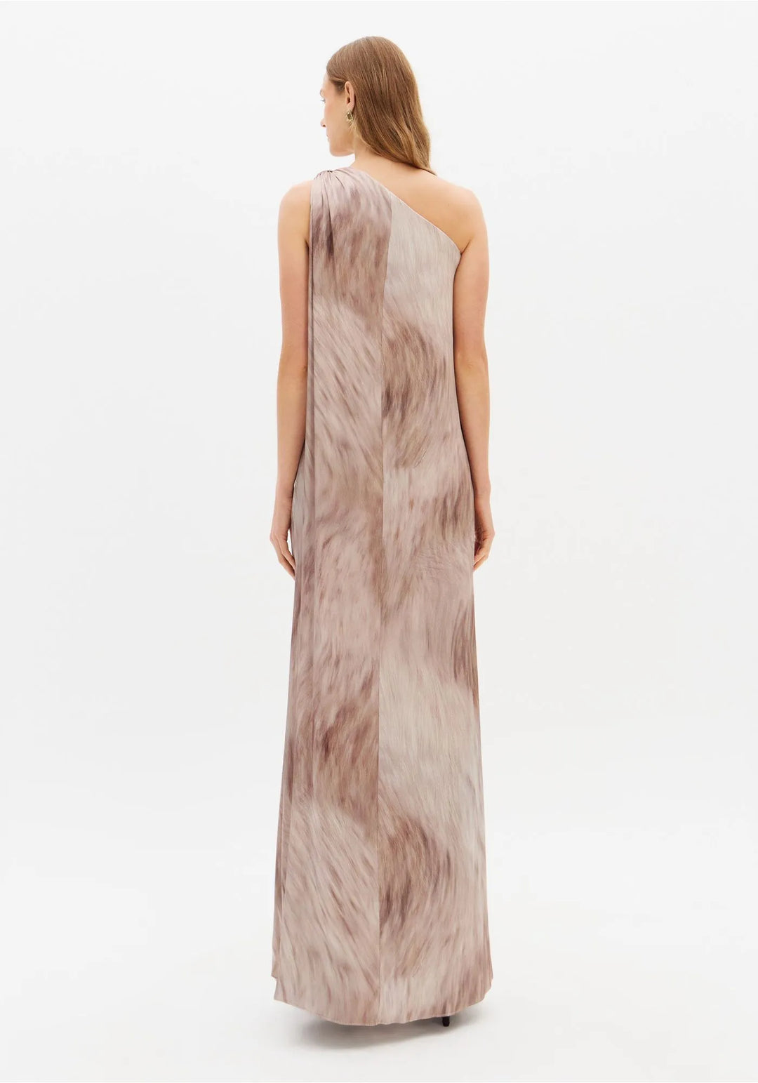 VESTIDO COMPRIDO ACETINADO EFEITO CINZA LANÇA PERFUME
