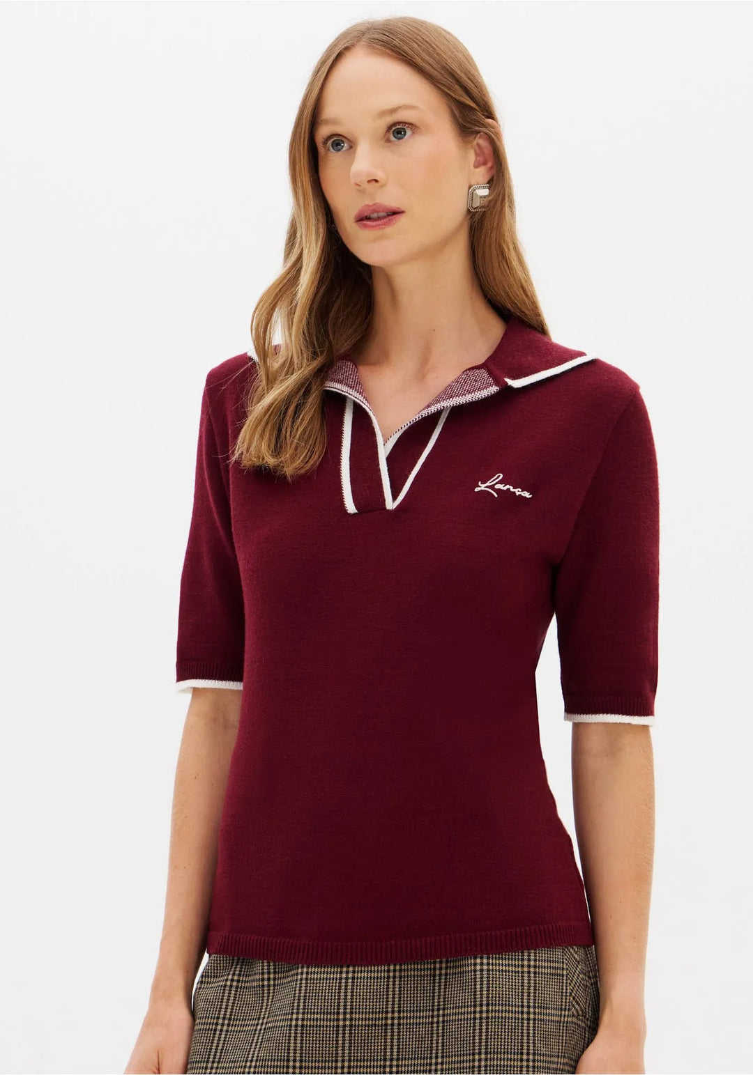 POLO DE MALHA BORDO LANÇA PERFUME