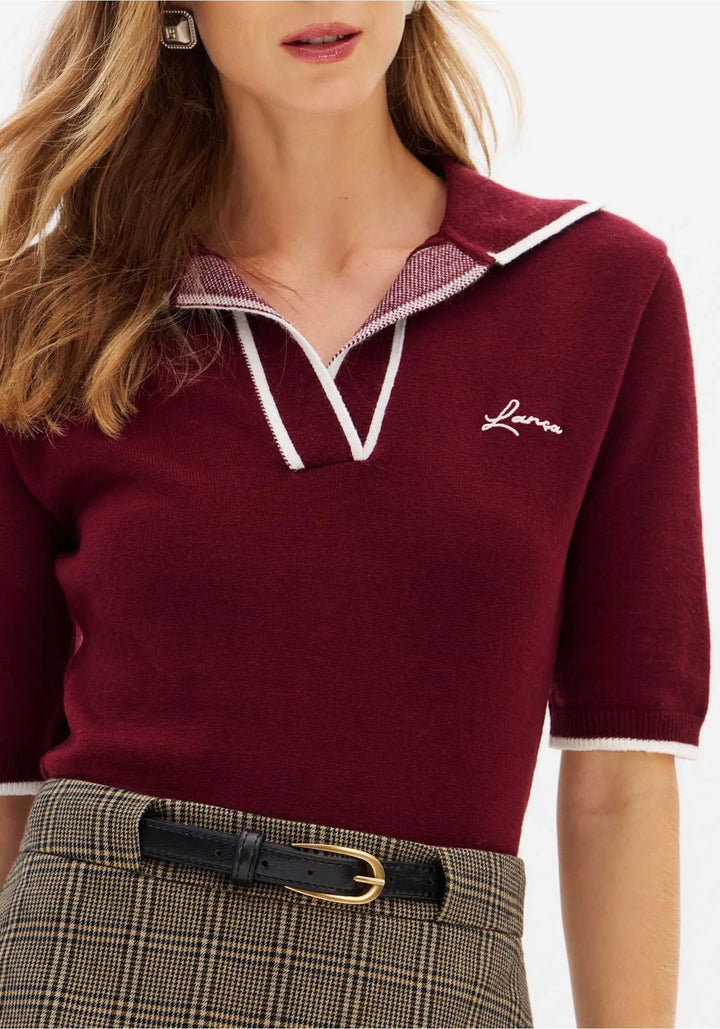 POLO DE MALHA BORDO LANÇA PERFUME
