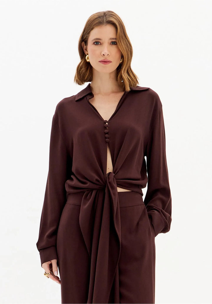 BLUSA BORDÔ COM BOTÕES LANÇA PERFUME