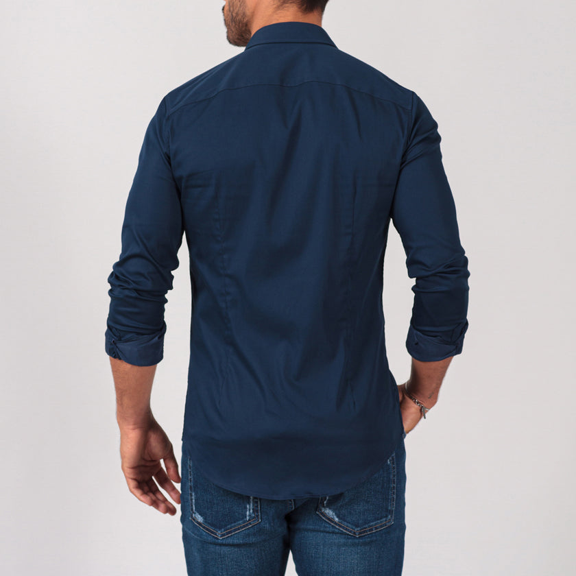 CAMISA GOLA ITALIANA AZUL MARINHO SLIM FIT ZOLF