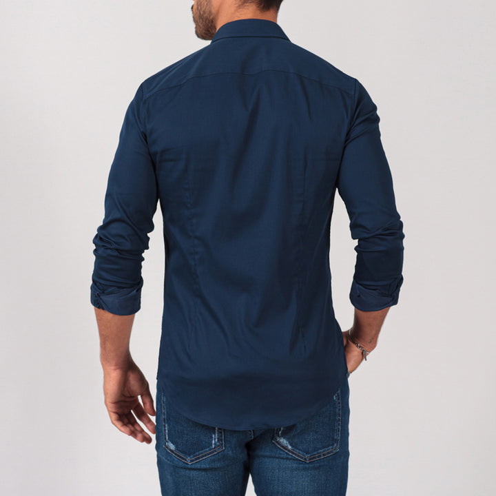 CAMISA GOLA ITALIANA AZUL MARINHO SLIM FIT ZOLF