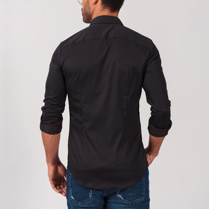 CAMISA GOLA ITALIANA PRETA SLIM FIT ZOLF