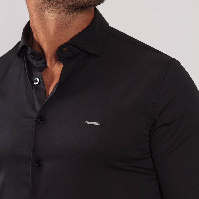 CAMISA GOLA ITALIANA PRETA SLIM FIT ZOLF