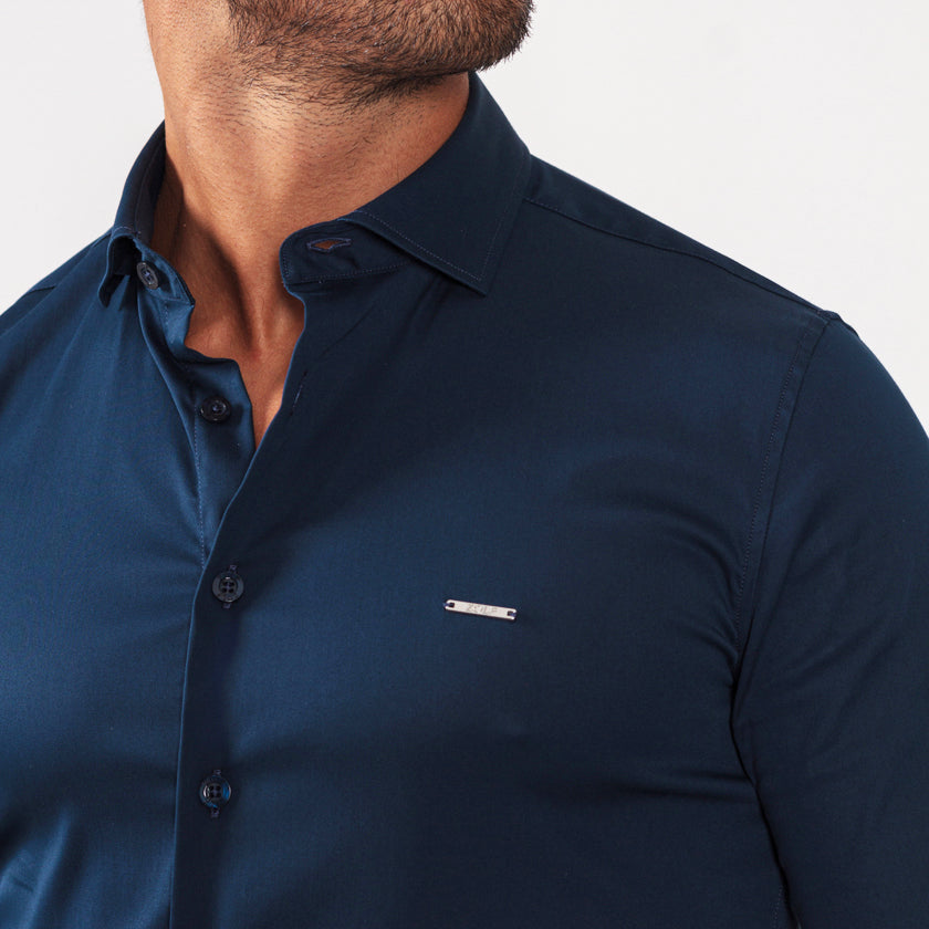 CAMISA GOLA ITALIANA AZUL MARINHO SLIM FIT ZOLF