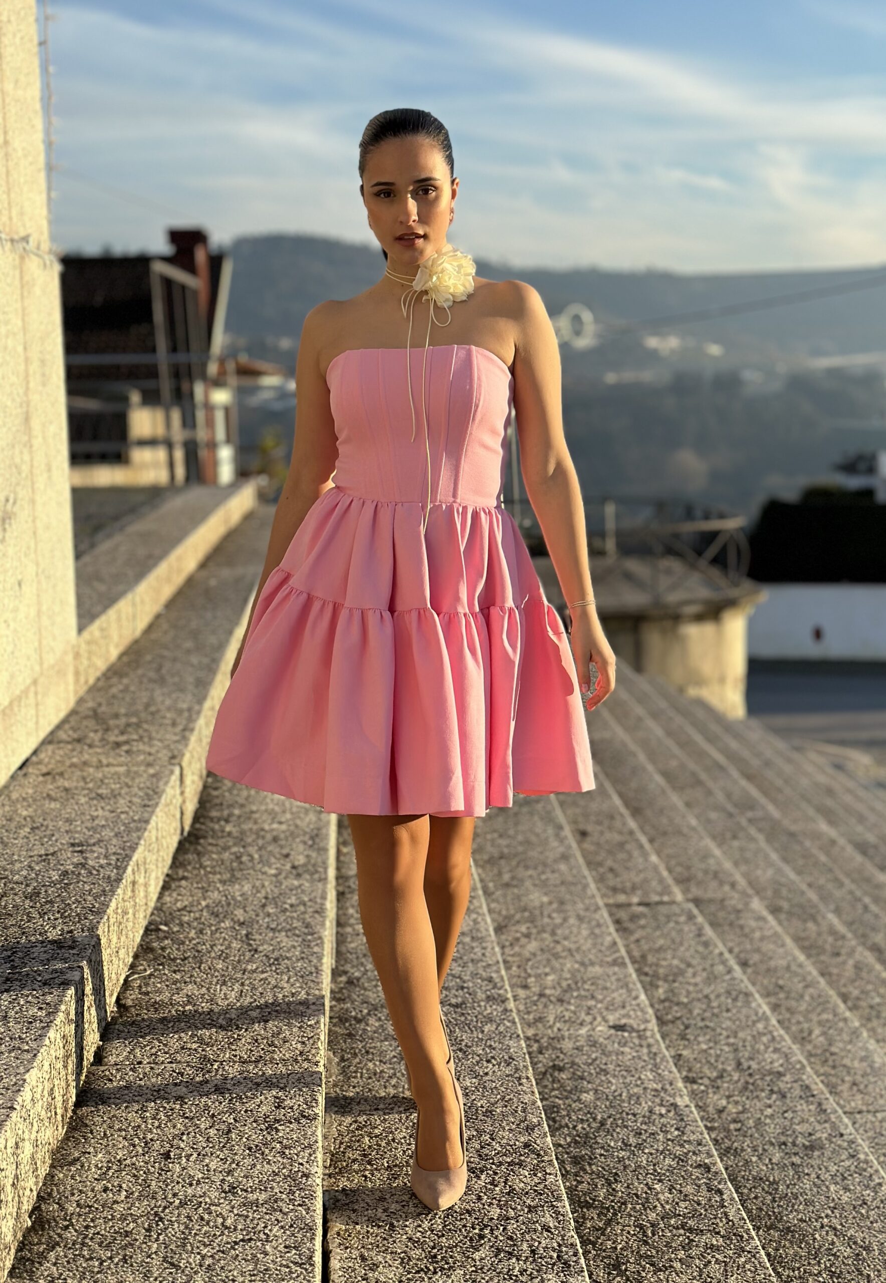 VESTIDO CURTO ROSA LADY LANÇA PERFUME - PontoChic