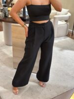 CALÇA PRETA PANTALONA COM PINÇAS ELEH - Image 2