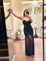 VESTIDO PRETO COM TRANSPARÊNCIA E RENDA ANIYE BY - Image 2