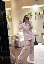 CALÇA PANTALONA ROSA COM PADRÃO E CINTO IMPERIAL - Image 2