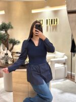 COLETE DE MALHA AZUL AZUL SOBREPOSTO ICEBERG WOMAN