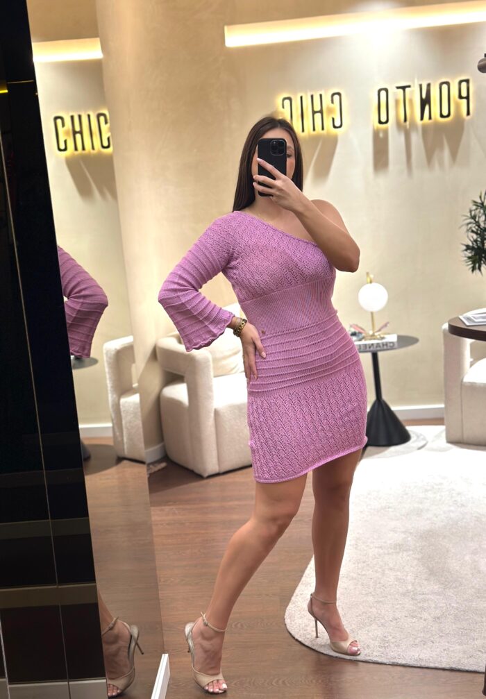 VESTIDO LILÁS EM MALHA RENDADA COM FIO LUREX MISS YOU - Image 2