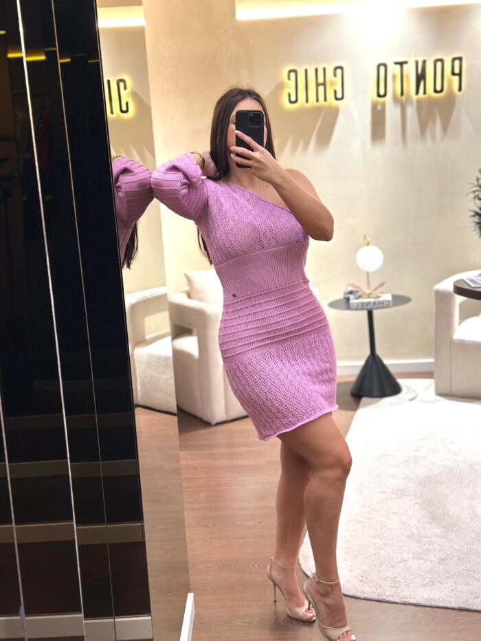 VESTIDO LILÁS EM MALHA RENDADA COM FIO LUREX MISS YOU - Image 3