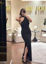 VESTIDO LONGO LICRADO COM LENÇO ELEH