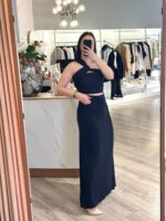 SAIA PRETA EM MALHA COM DETALHES EM GNGA ELEH