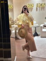 SAIA MIDI CASTANHA EM TECIDO ICE PLAY