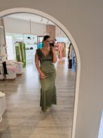 VESTIDO KAKI CETIM COM RENDA NO SECRETS