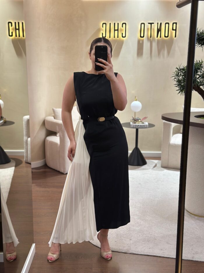 VESTIDO COMPRIDO COM PLISSADO SIMONA CORSELLINI - Imagen 2