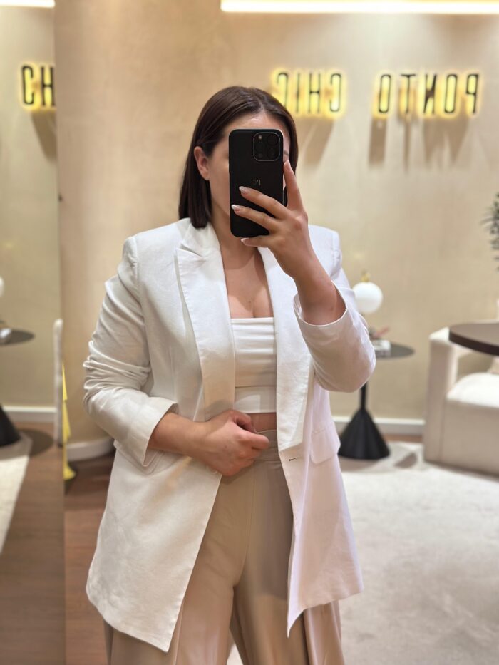 BLAZER BRANCO COM GOLA JIJIL - Image 1