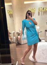 VESTIDO CURTO AQUA PONTO CHIC