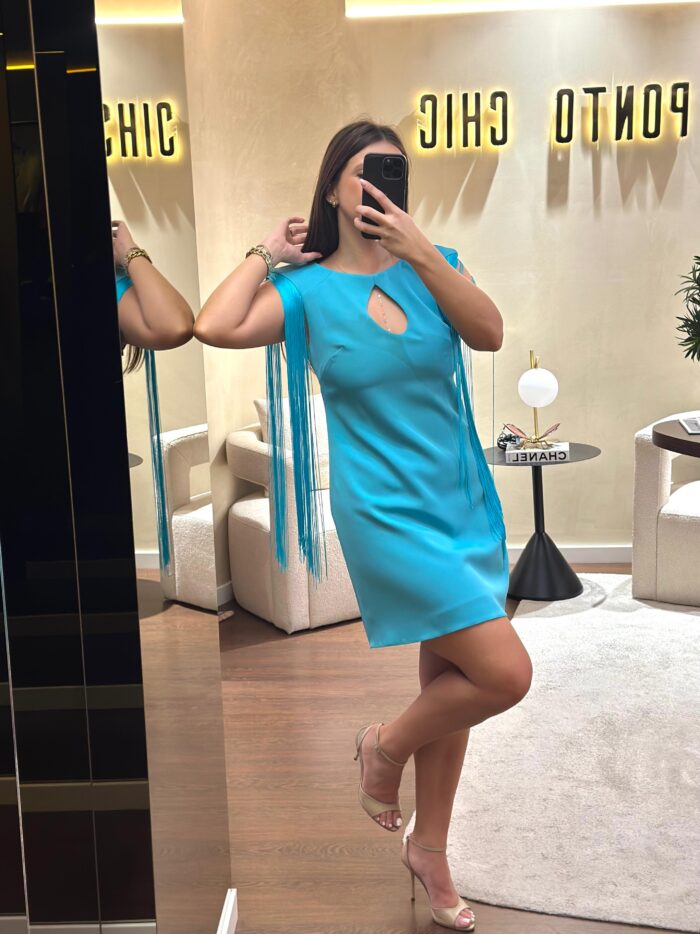 VESTIDO CURTO AQUA PONTO CHIC - Image 2