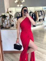 VESTIDO COMPRIDO VERMELHO PONTO CHIC - Image 3