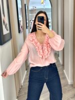 BLUSA ROSA COM FOLHO PONTO CHIC