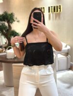 TOP PRETO BORDADO INGLÊS RUGA - Image 2