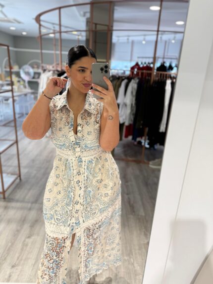 VESTIDO CAMISEIRO TECIDO BORDADO PONTO CHIC