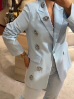 BLAZER AZUL COM APLICAÇÕES RINASCIMENTO - Image 3