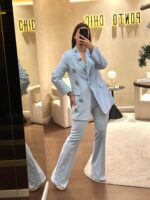 BLAZER AZUL COM APLICAÇÕES RINASCIMENTO