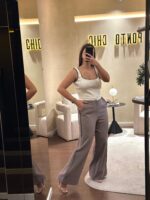 CALÇA TAUPE COM BEGE CONTRASTANTE ELEH - Image 3
