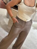 CALÇA TAUPE COM BEGE CONTRASTANTE ELEH - Image 4