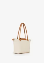 BOLSA BEGE COM MENSAGEM E DETALHES EM PELE CAMEL PONTO CHIC - Image 6
