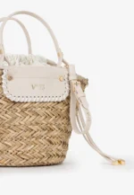 BOLSA CESTO EM PALHA COM DETALHES EM PELE BEGE PONTO CHIC - Image 3