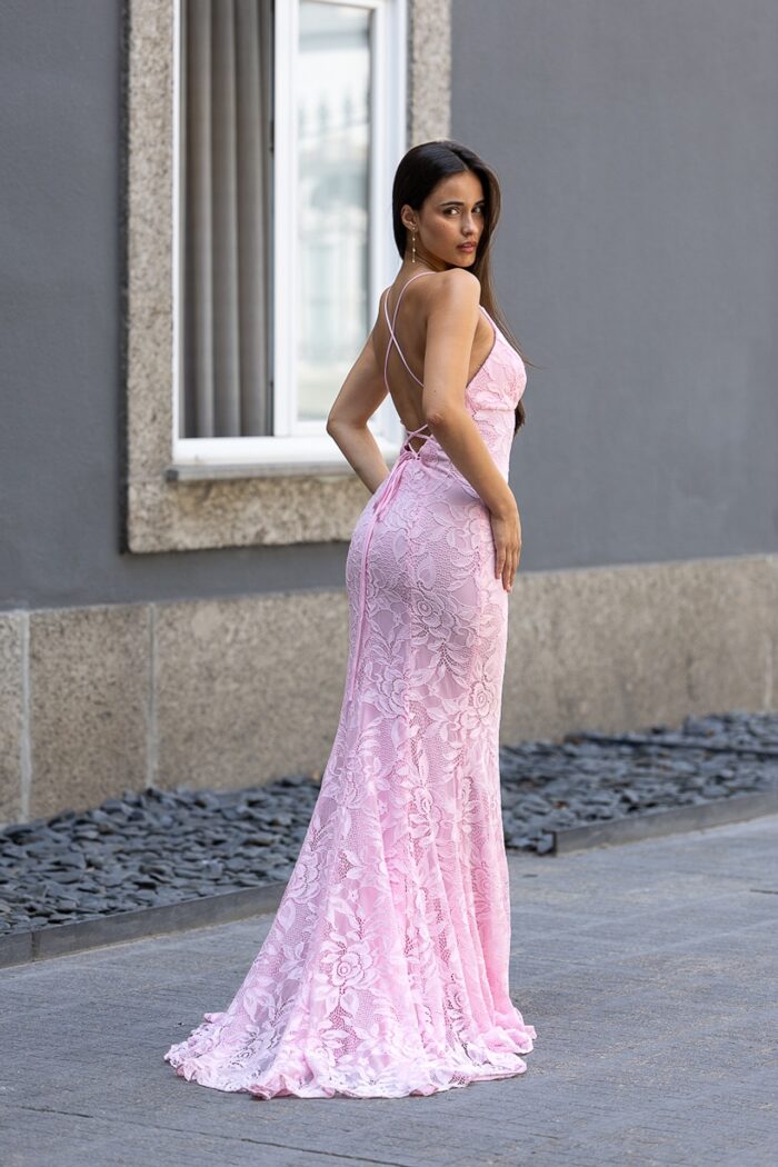 VESTIDO COMPRIDO ROSA RENDADO PONTO CHIC - Image 5