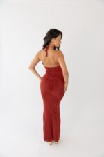 VESTIDO COMPRIDO BORDO DRAPEADO PONTO CHIC - Image 3