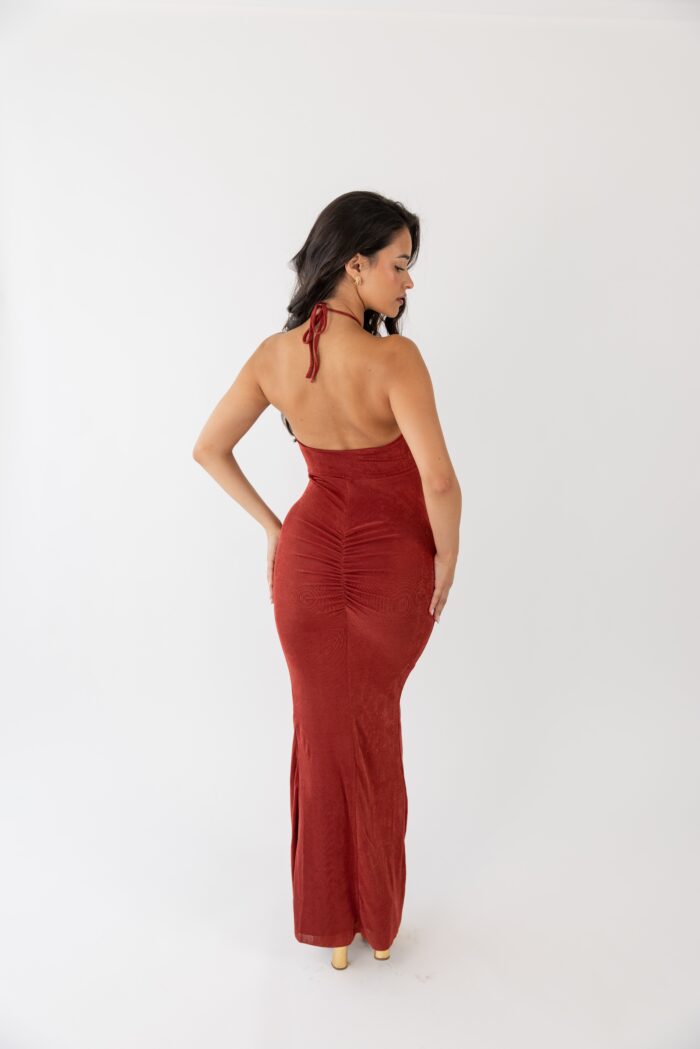VESTIDO COMPRIDO BORDO DRAPEADO PONTO CHIC - Image 3