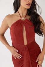 VESTIDO COMPRIDO BORDO DRAPEADO PONTO CHIC - Image 2