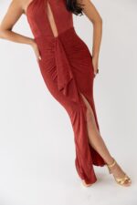 VESTIDO COMPRIDO BORDO DRAPEADO PONTO CHIC - Image 5