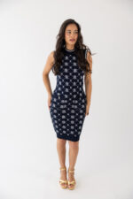 VESTIDO DE MALHA JACQUARD COM LOGO FRACOMINA