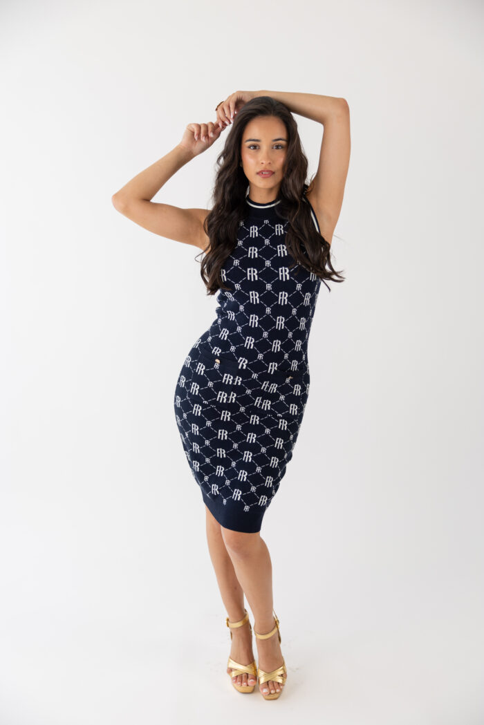 VESTIDO DE MALHA JACQUARD COM LOGO FRACOMINA - Imagen 3
