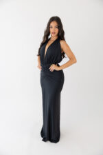 VESTIDO PRETO COMPRIDO DRAPEADO LANÇA PERFUME - Image 2
