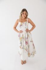 VESTIDO MIDI ESTAMPAOD TECIDO ALINHADO PONTO CHIC