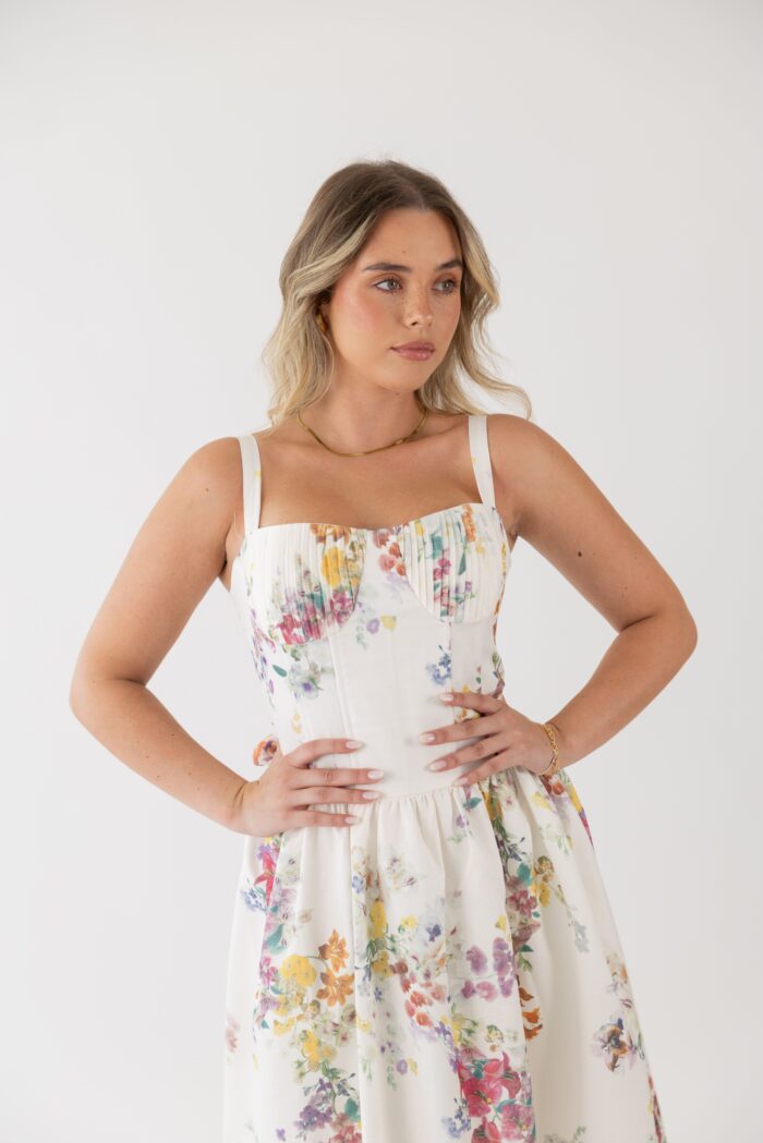 VESTIDO MIDI ESTAMPAOD TECIDO ALINHADO PONTO CHIC - Imagen 3