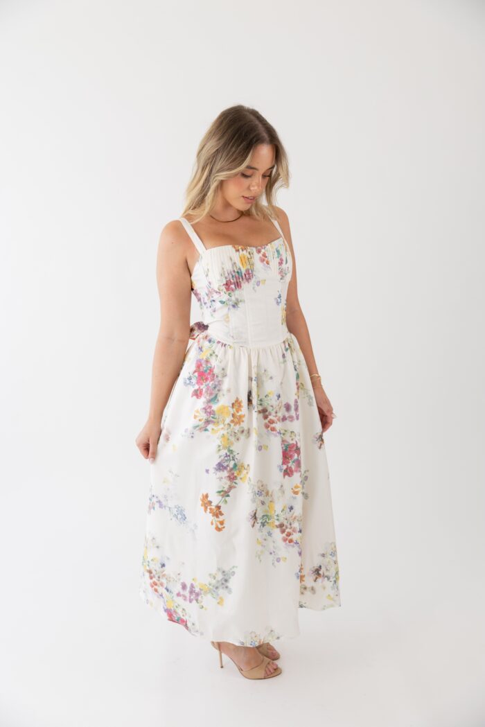 VESTIDO MIDI ESTAMPAOD TECIDO ALINHADO PONTO CHIC - Imagen 6